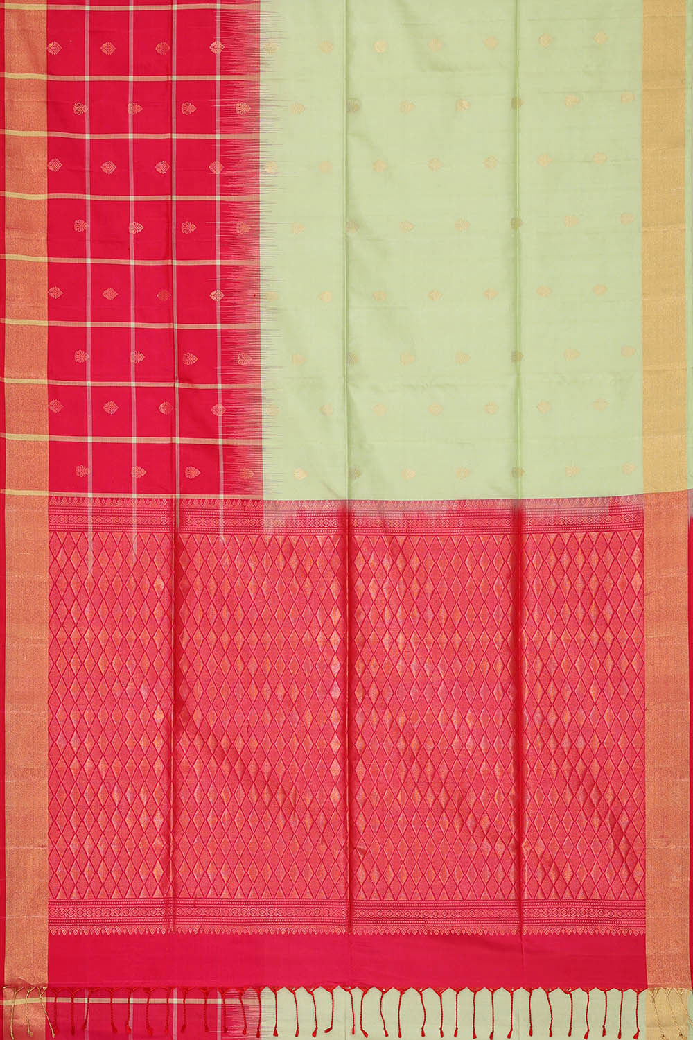 Image of Light Mint Green Silk Saree